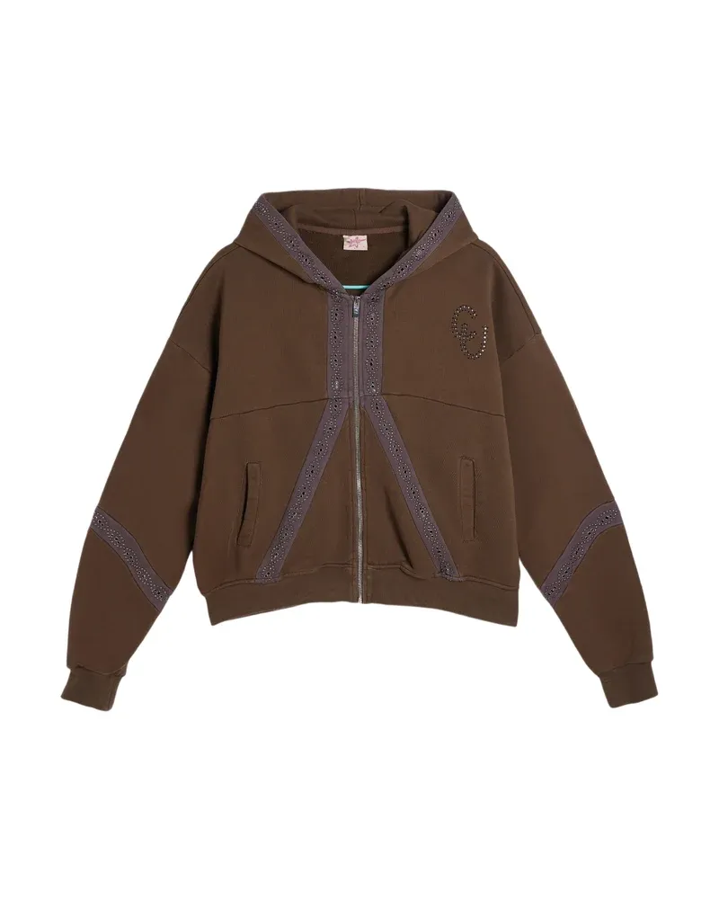 Áo hoodie có khóa kéo hình thánh giá pha lê