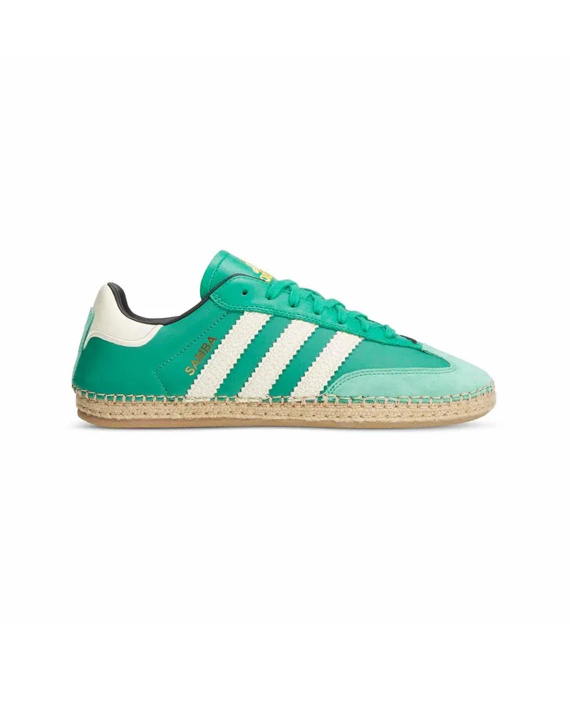 Giày Espadrille SAMBA của Adidas x CLOT do EDC thiết kế, màu Xanh lá cây/Vani ấm/Đen
